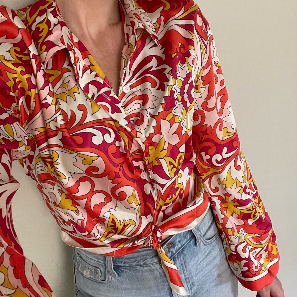 Zara Paisley Button Down Top